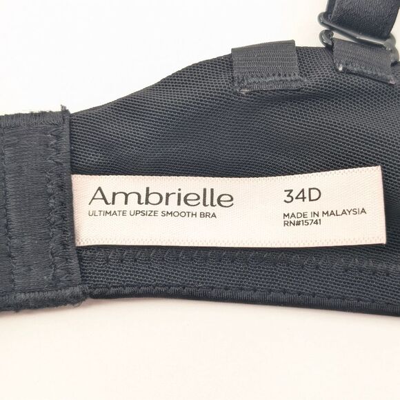 Ambrielle Super Padded Black Under Wire Push Up Adjustable Bra Size 34D - Picture 4 of 4